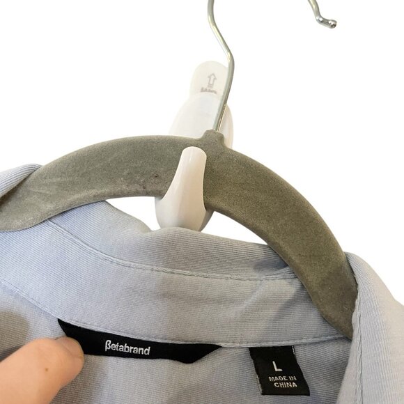 Betabrand Size L Blue Collared Button Long Sleeve Rayon Blend Knit Career Top - Picture 4 of 5